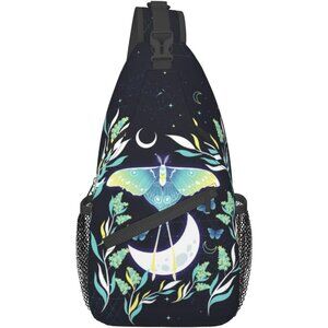 Women's Goth Sling Backpack Crossbody Shoulder Bag Travel Hiking Daypack Moon